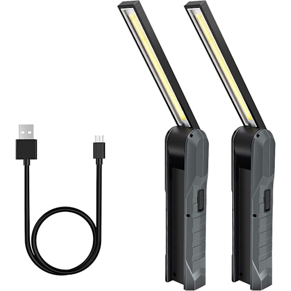 2 Genopladelige LED Arbejdslys, 5 Tilstande Foldbar Mekanisk Lygte Arbejdslys Grey