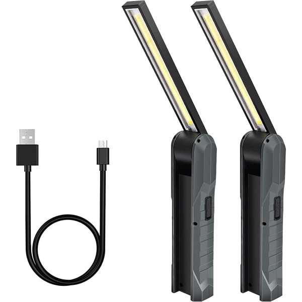 2 Pieces Rechargeable Led Work Light, 5 Modes Foldable Mechanical Light Torch Work Light