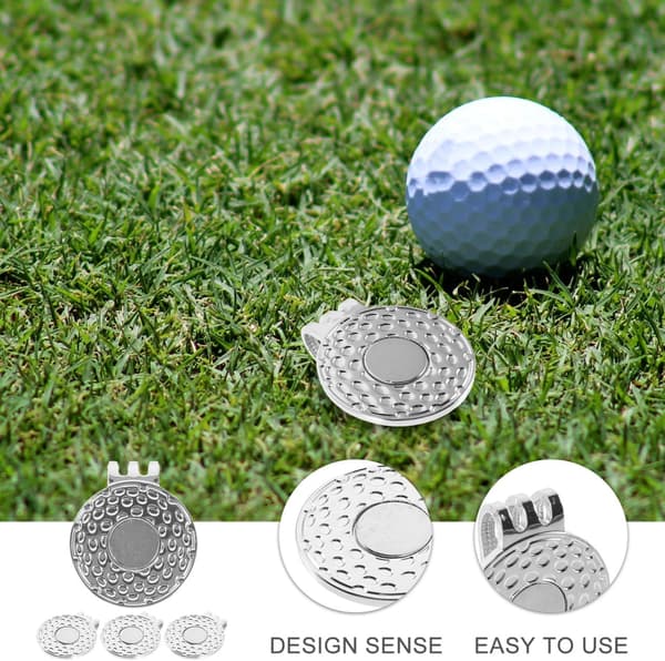 4 stk. sølv 25 mm golfboldmarkører med dobbelthuls golfhatteclips bærbart tilbehør