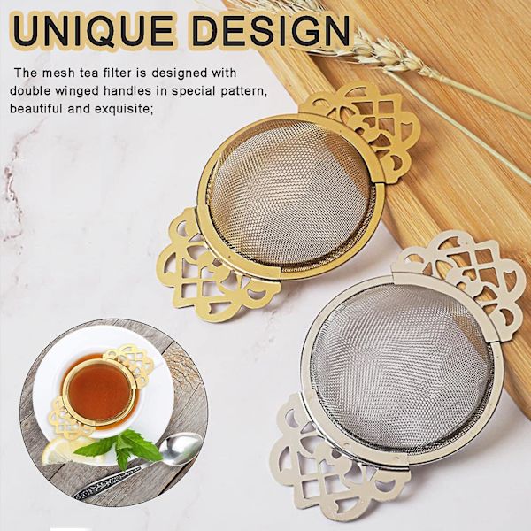 2 rustfrit stål te-si  med drypbæger, rustfrit stål te-infuser drypfilter infuser
