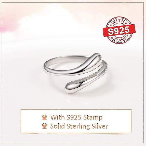 Naisten S925 Massiivinen Sterling Hopea Sormus, Tyylikäs ja Elegantisti Suunniteltu