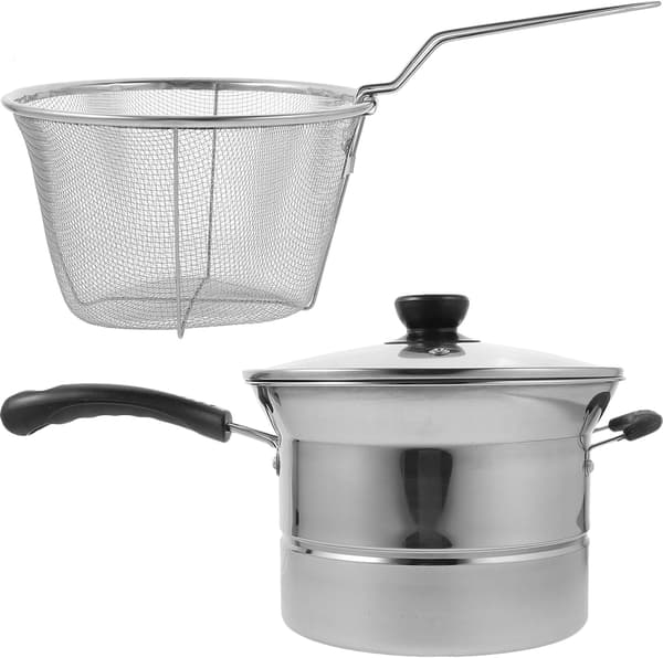 Multifunktionel rustfri stålgryde med låg og dampindsats, non-stick dobbeltlagsdesign