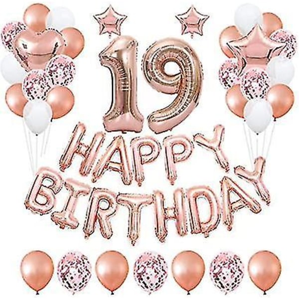 19. syntymäpäiväjuhlakoristeet Ruusukultaiset ilmapallot tytöille, naiset  3d38 | Fyndiq