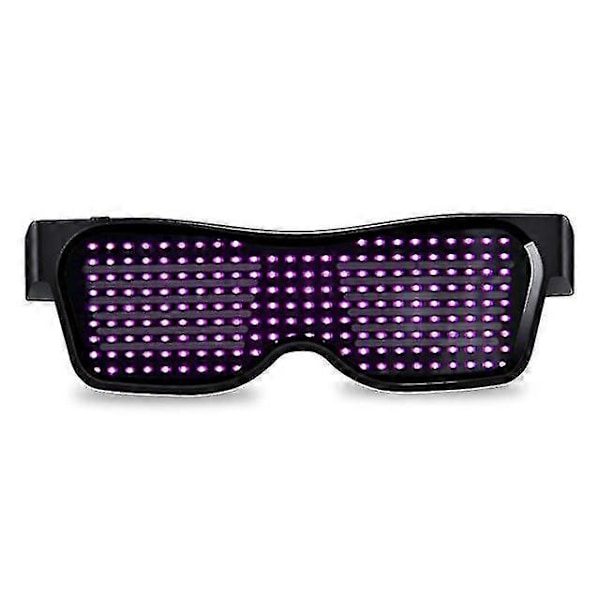App-styrte Bluetooth LED-festbriller med tilpassede språk, USB-lading, blinkende lysende øyebriller, julekonsert-solbriller Purple