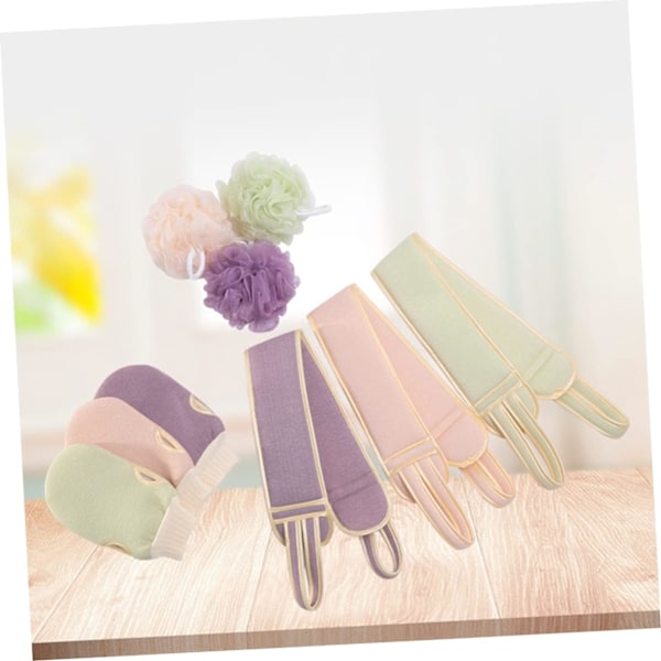 1 Set Ryggskrubbhandduk Exfolierande Badhandskar Bad Loofah Ryggskrubbare Borste Badlappar