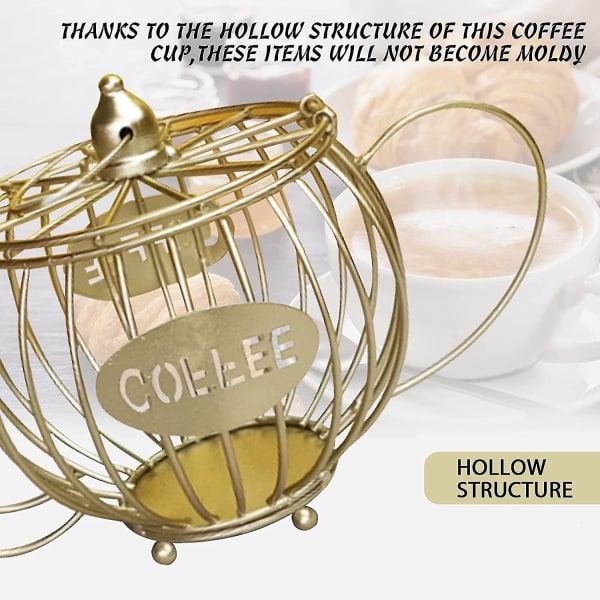 Desktop Zisha Pot Coffee Capsule Storage Basket Gold