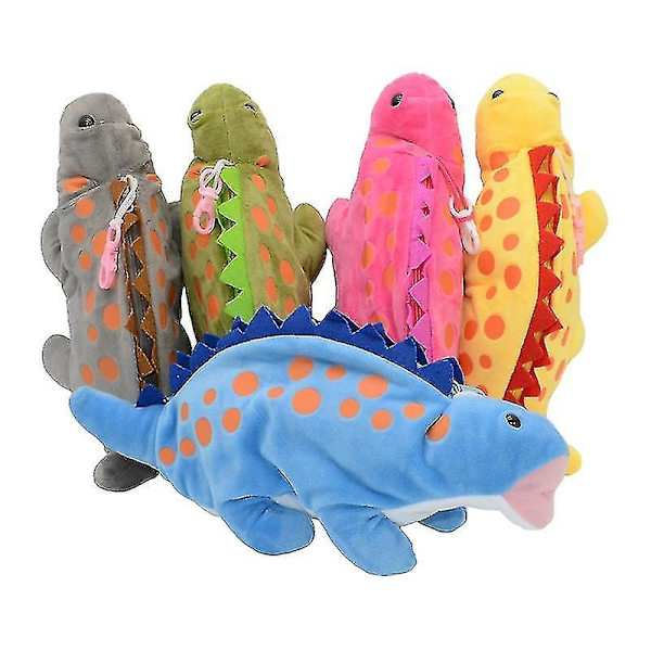 Dinosaur Pennafodral Plysch Stor Kapacitet Skolmaterial Djur Dinosaur Väska Pink