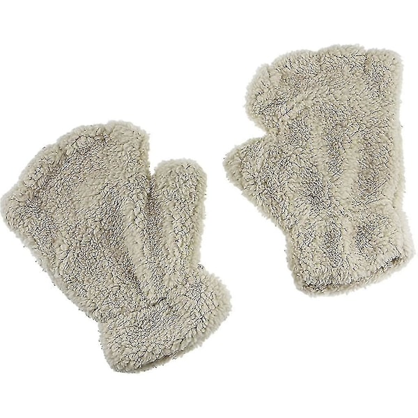 Katteklo-Håndvarmere Fingerløse Kunstpels Bløde Handsker Vintervarme Halvfinger Handsker Søde Katteklo Cosplay Handsker Fuzzy Bløde Handsker Til Kvinder Piger