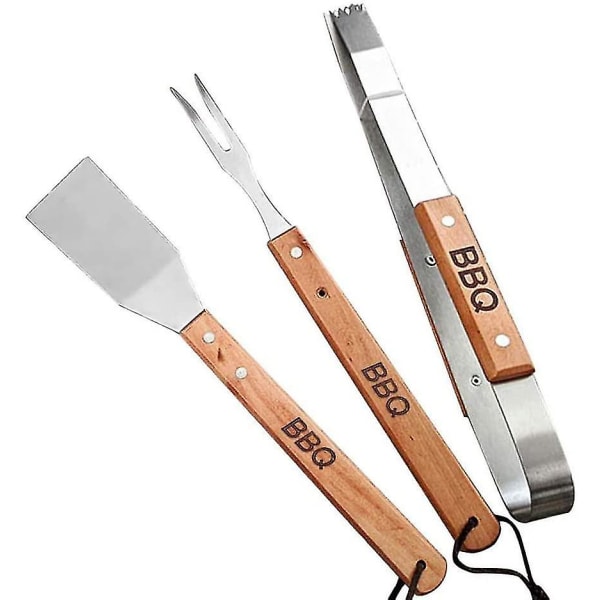 BBQ Grillverktyg 3st rostfritt stål spade gaffelklämma