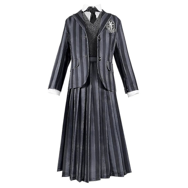 Kvinna Wednesday Addams Deluxe Kostymset Nevermore Uniform Outfit Peruker One Size without Wigs