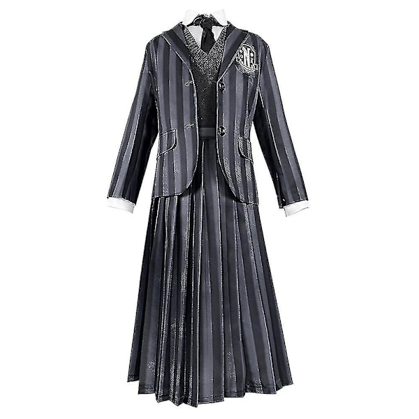 Naisten Wednesday Addams Deluxe -asusetti Nevermore-uniformu asu peruukit One Size without Wigs