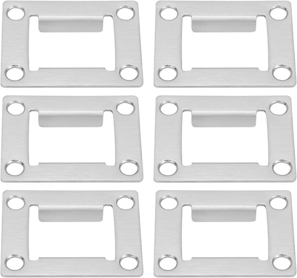 6 stk. dørslagplater i rustfritt stål, store firkantede deadbolt-deksler 22 mm