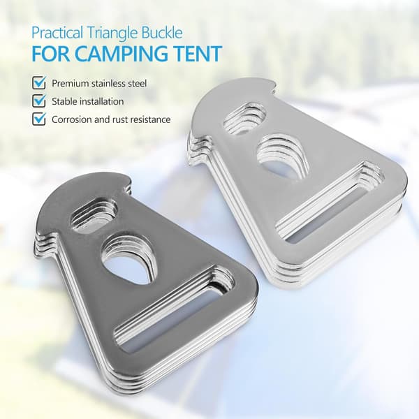 10 st triangulära repfästen i rostfritt stål, tältspännare, tältlinjusterare för camping