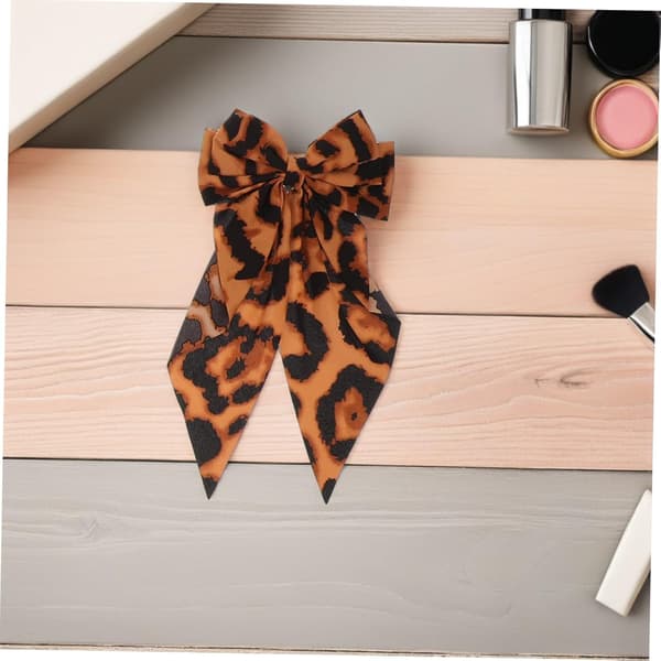 4 stk. Kæmpe Hårbuer med Leopardprint Håndlavede Satin Hestehale Baretter