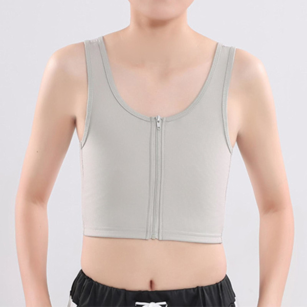 Kvindes Brystbinder Stærk Elastisk Bånd Tanktop Shapewear Åndbar Toppe Til Tomboy Trans Lesbisk Gray