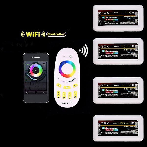 2,4 GHz langaton 4-vyöhykkeinen Wifi RGBW-kaukosäädin LED-lampulle