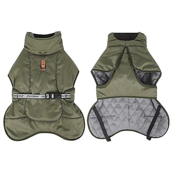 Efterårs- og vintertøj til store hunde, varm jakke til udendørs, reflekterende hundejakke, luksuriøst kæledyrstøj i mellem og store størrelser Army green 3XL