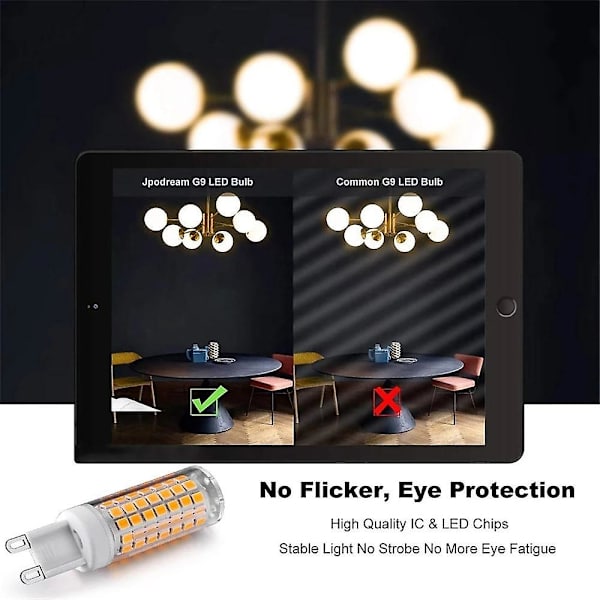 6 stk LED-pære G9 88 LED SMD2835 Spotlight Lysekrone Halogen