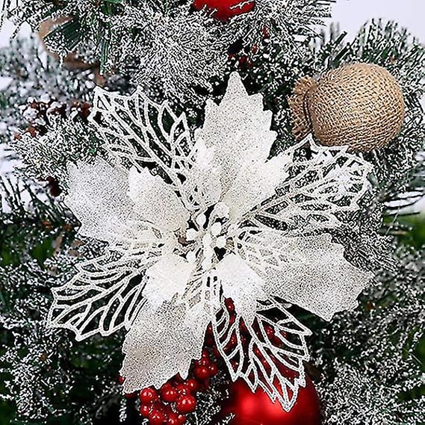 6st 16cm Julstjärna Blommor Träddekorationer