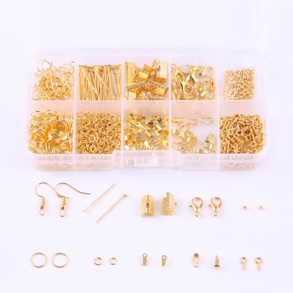 Smykkefremstillingssett gjør-det-selv øredobber Materialer Reparasjonsverktøy O Gold set