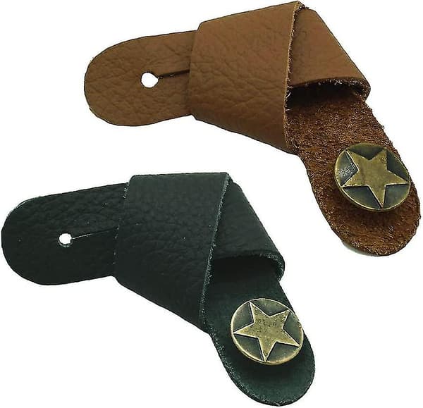 Guitar Læder Hovedstok Tie Strap Hook Med Retro Metal Knapper Tilbehør