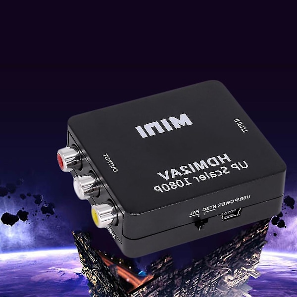 Svart Mini HDMI til RCA AV CVBS 1080p Adapter Konverter