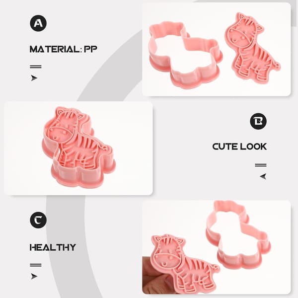 8 stk. dyreformede kiksforme Kreative bageværktøjer PP-materiale Pink farve Glat overfladedesign