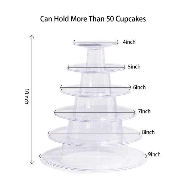 6-lags Macaron Tårn Stativ Til Bryllup Fødselsdagsfest, Cupcake Kage Plastik Display Stativ