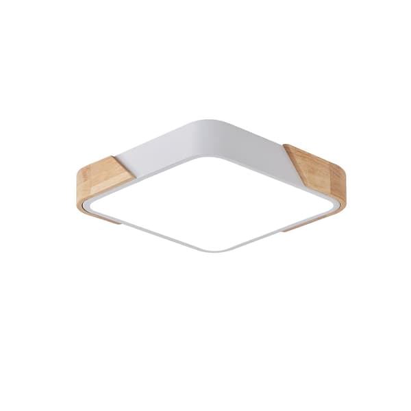LED Loftlamper, Moderne Træloftlampe, Kvadratisk Flush Mount Loftlampe