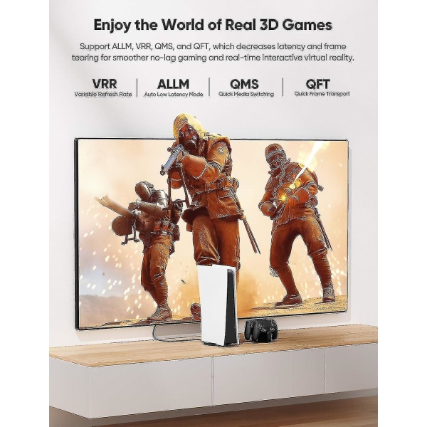 Ultra-nopean 8K 60Hz HDMI-kaapeli - 3,3 ft/1 m, Highwings 48 Gbps HDMI-punottu kaapeli - 4K@120Hz 7680p, DTS:X, HDCP 2.2 2.3, HDR 10, eARC - yuhao