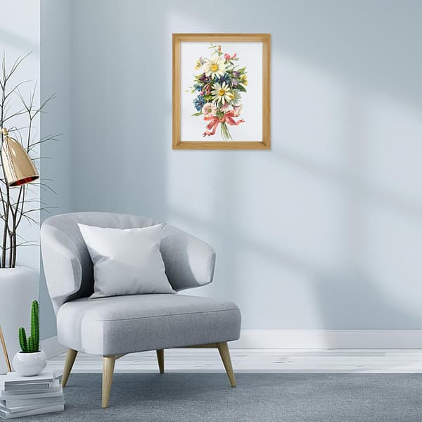 Billedramme med pressede blomster, enkel stil, akryl og træ, dobbeltsidet display billedramme