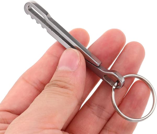 2 STK. Pengeclips i rustfrit stål og taljekarabinhage nøglering kontantholder