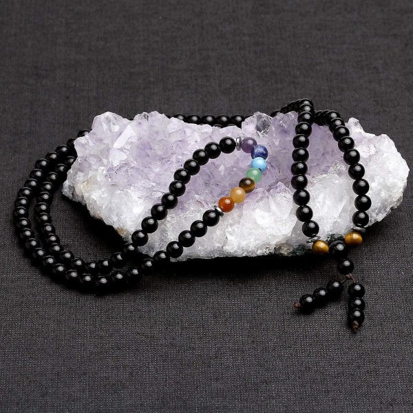 108 Mala Prayer Beads Wrap Rannekoru Kaulakoru Luonnollinen Matta Akaatti Kivi Rannekoru
