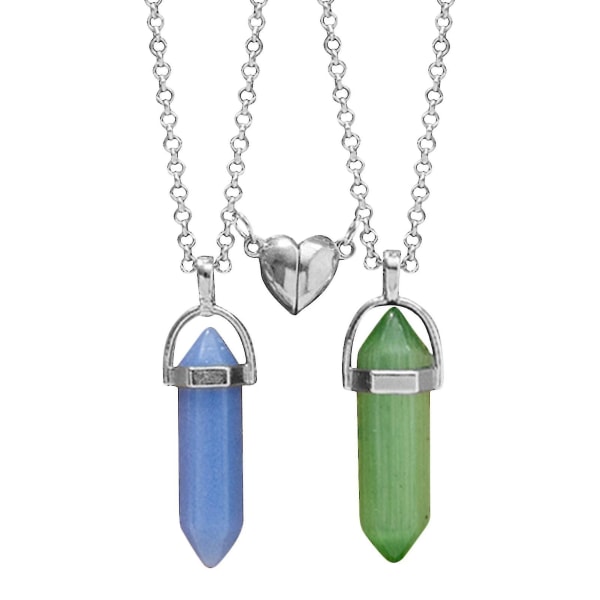 Matchande hjärthalsband Äkta kristallhållare Halsband Kristaller Smycken för kvinnor och män Flickor Pojkar 6