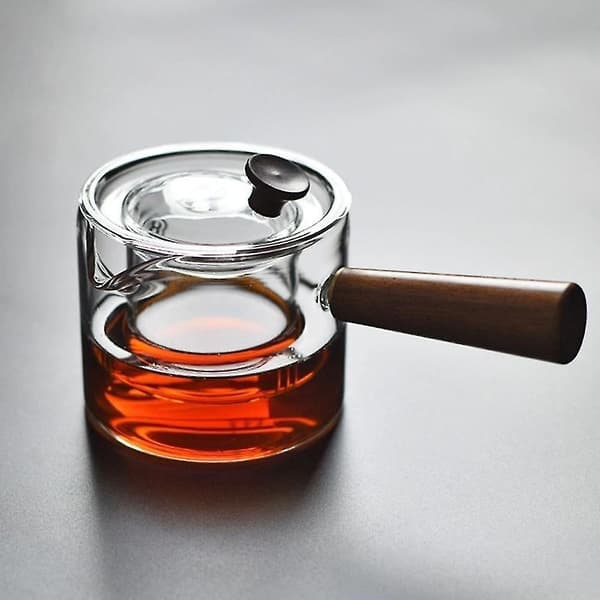 Varmebestandig Glas Tekande Træhåndtag Infuser Filter