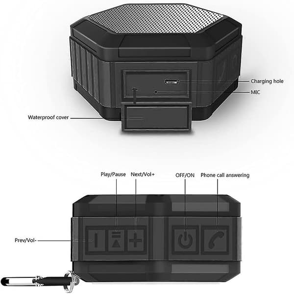Bluetooth-högtalare för dusch, vattentät bärbar Bluetooth-högtalare med HD-stereo