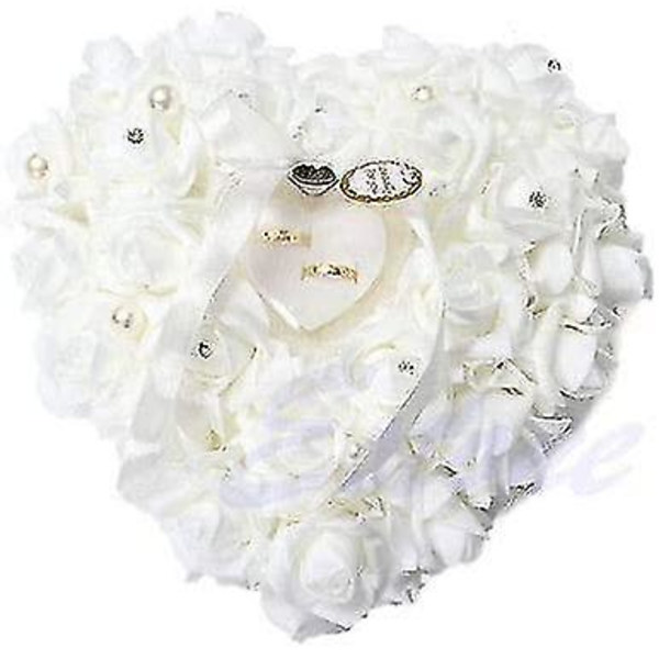 Bryllups Hjerteformet Satin Krystal Ringpude