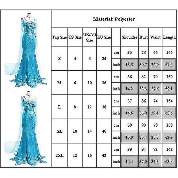 Elsa Fancy Up Kvinder Rollespil Performance Kostume S