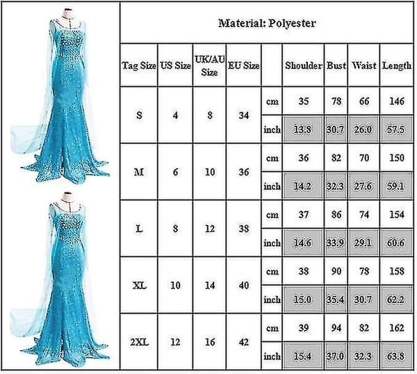 Elsa Fancy Up Kvinder Rollespil Performance Kostume XL