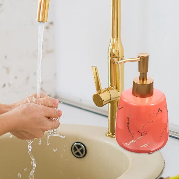 Keramisk sæbedispenserflaske 300 ml med rustfri pumpe, bærbart design
