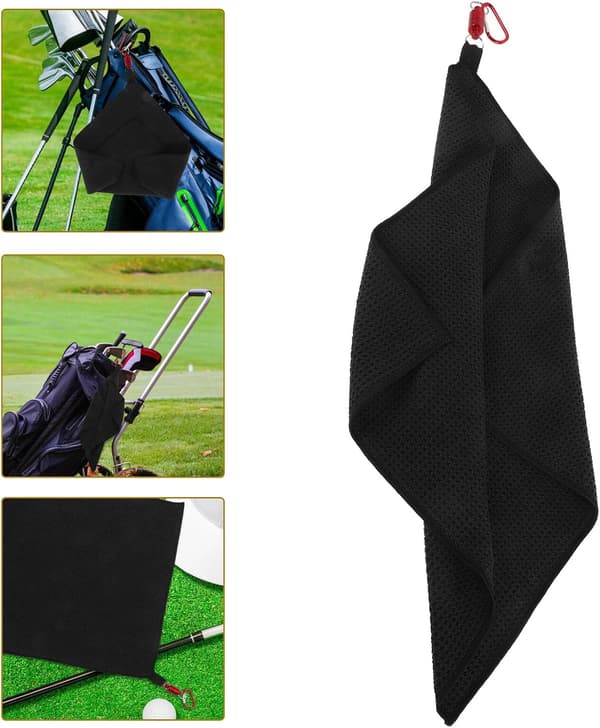 Magnetisk Golftørklædeklips Sort Mikrofiber Vaffel Golf Svedhåndklæde