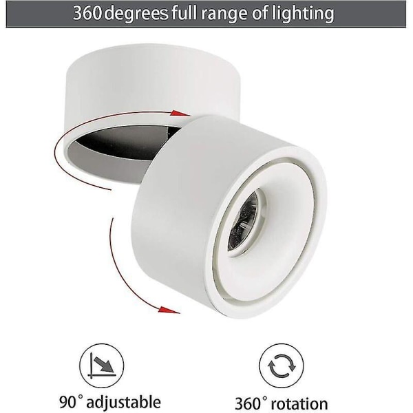 12W LED Takspotter med Justerbar Lampehode, Spotlampe