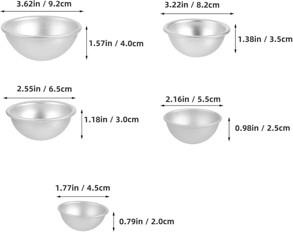 10 stk. bageformssæt i aluminiumslegering med halvkugleform og non-stick overflade