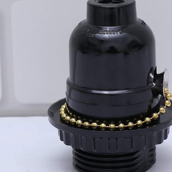 2 stk. E27 Lysfatninger Lampekop Base Adapter Strømstik Træk Switch (sort)