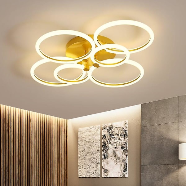 LED Loftlampe Cirkel Ring Nordisk Guld Akryl Stue