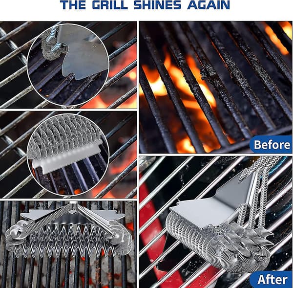 Grillbørste og -skraber, Grilltilbehør, Grillbørste i Rustfrit Stål