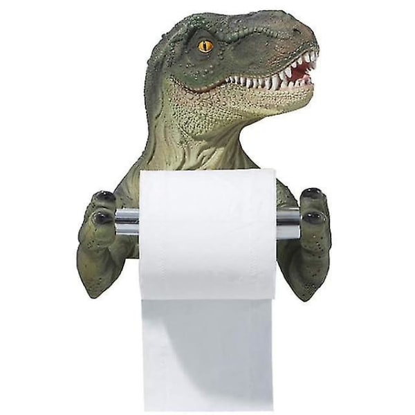 Væghængt Papirholder i Resin med Dinosaurmotiv - Toiletpapirholder, Håndklædeholder