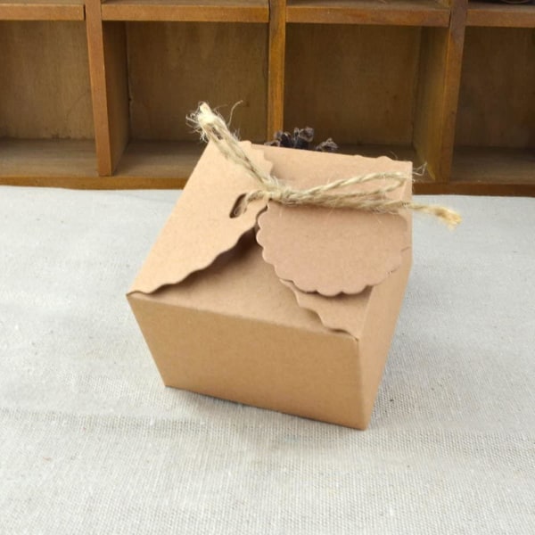 50 stykker kraftpapir gaveeske Presenteske med gavelapper til bryllupsfest Gaveemballasje Favor Gif