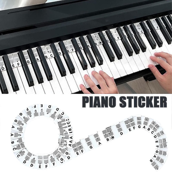 88 tangenter Gjenbrukbare silikonklaverklaviaturnoteetiketter Pianonoter Guide-klistremerker-yyc Black and White