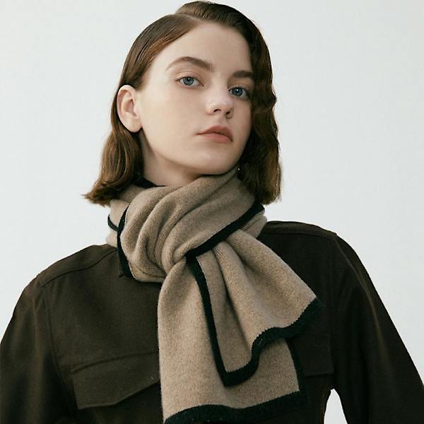 Vinter Sjal Wrap til Kvinder Langt Patchwork Farvet Strikket Sjal Kvinde Vinter Sammensætning Varmt Blødt Brown
